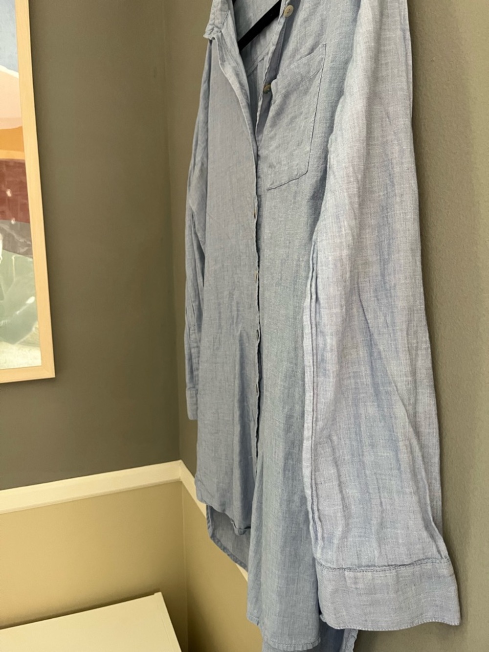 beachlunchlounge Light Blue Casual Button Down Shirt Long Coastal 100% Cotton - Picture 6 of 11